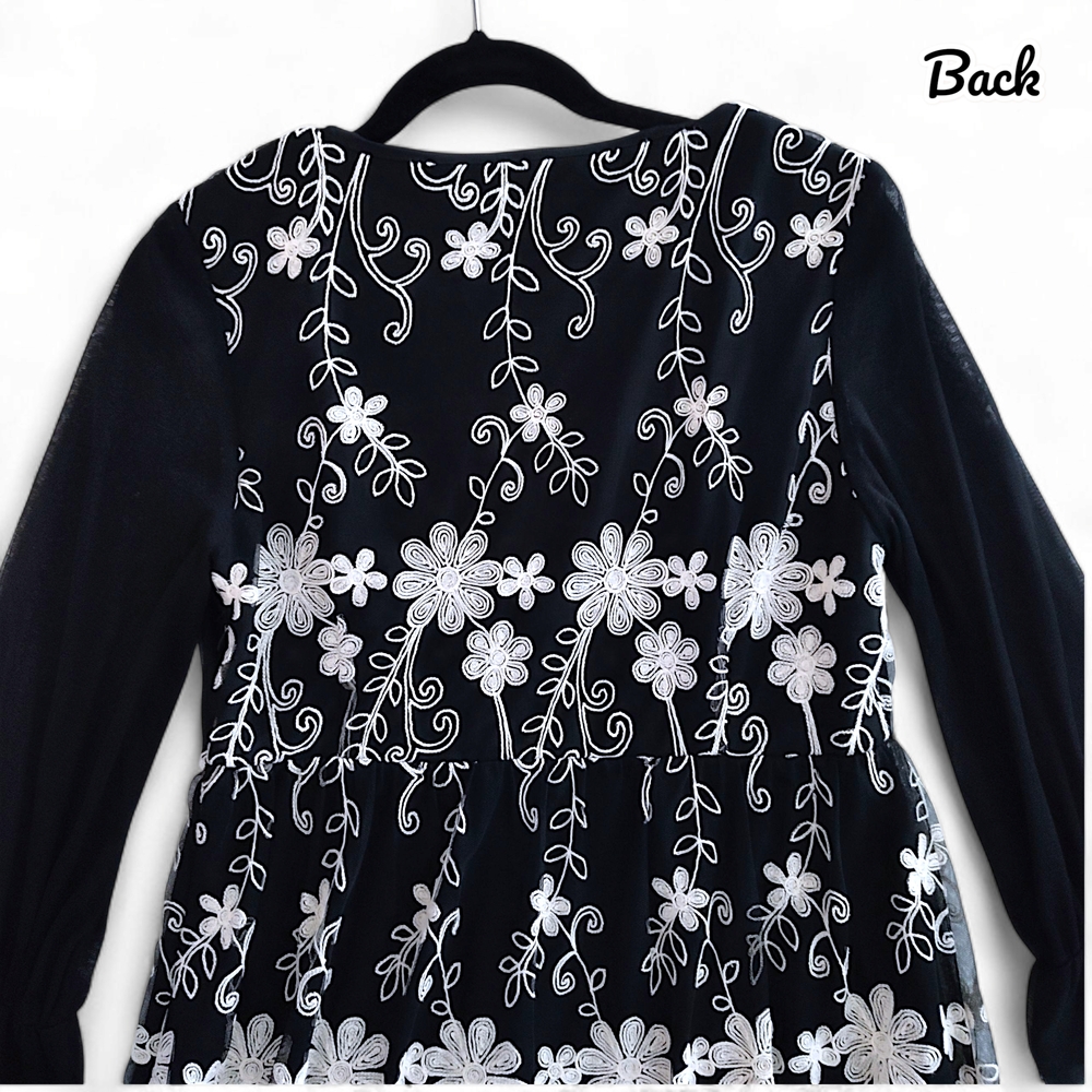 Young Essence Womens Embroidered Floral Ribbon Mini Dress Size Large - Picture 9 of 10